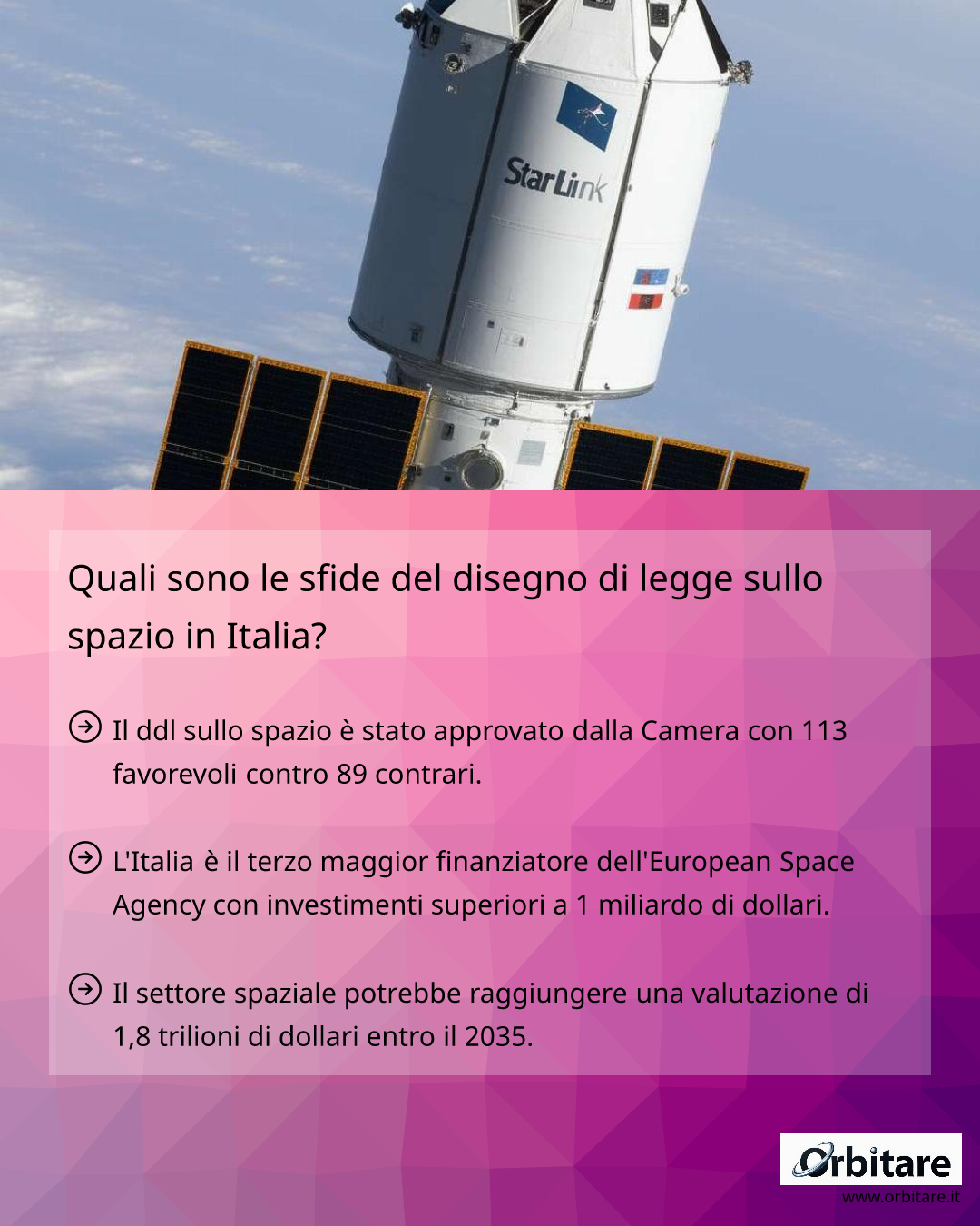 Quali sono le sfide del disegno di legge sullo spazio in Italia? - Orbitare