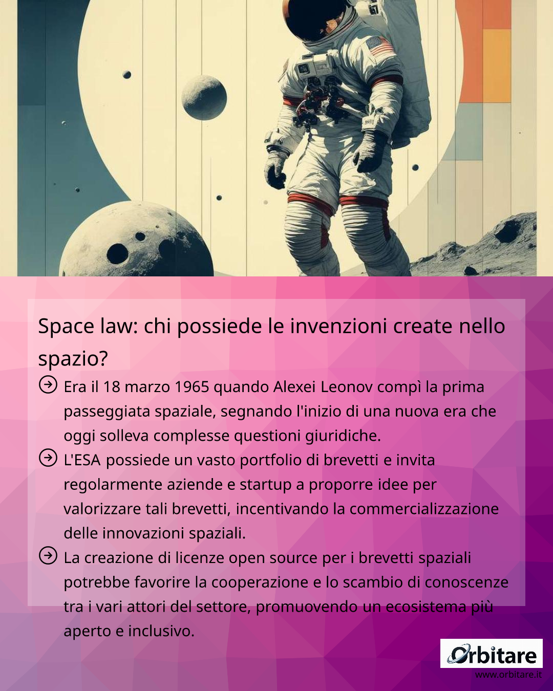 Space law: chi possiede le invenzioni create nello spazio? - Orbitare