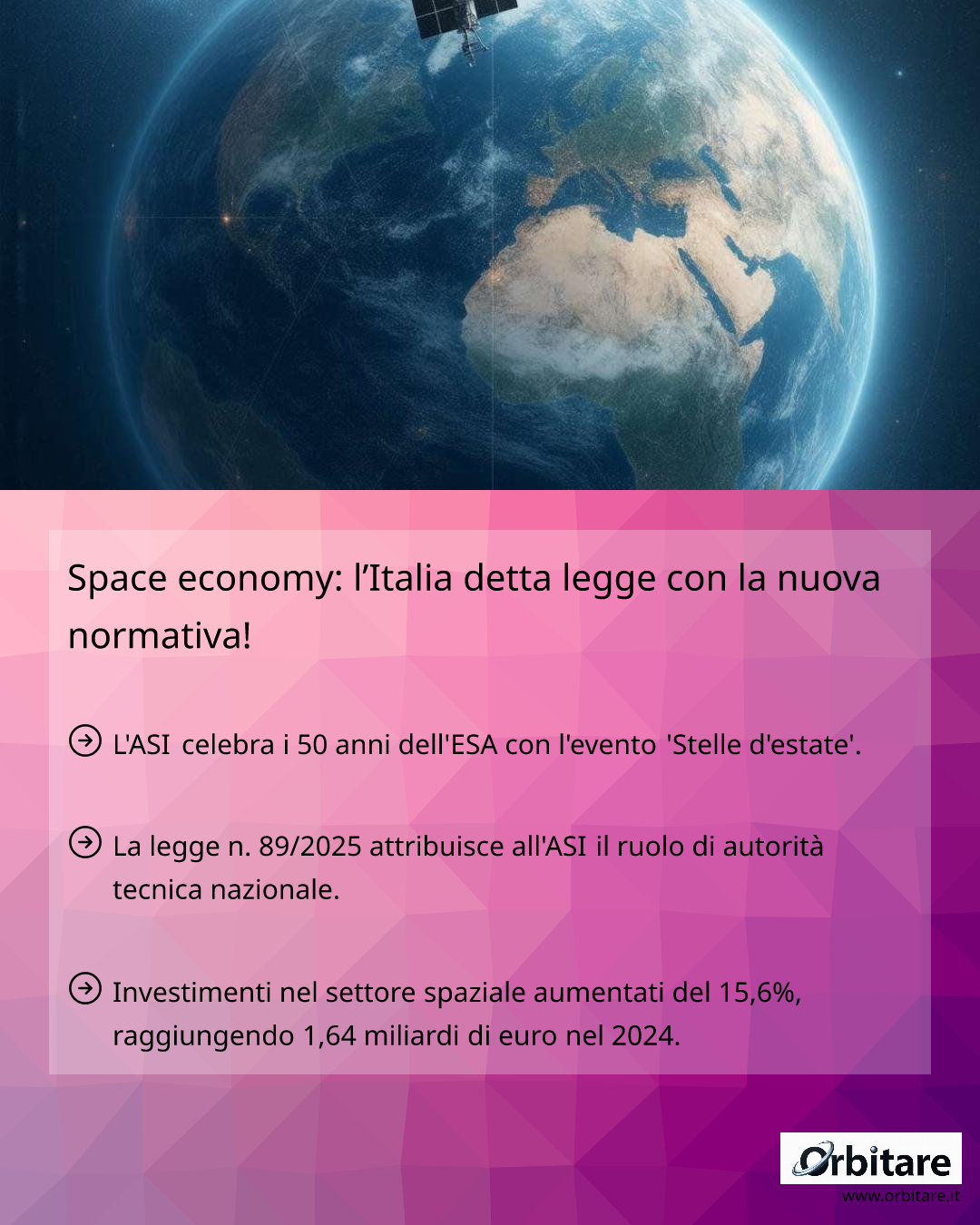 Space economy: l'Italia detta legge con la nuova normativa! - Orbitare