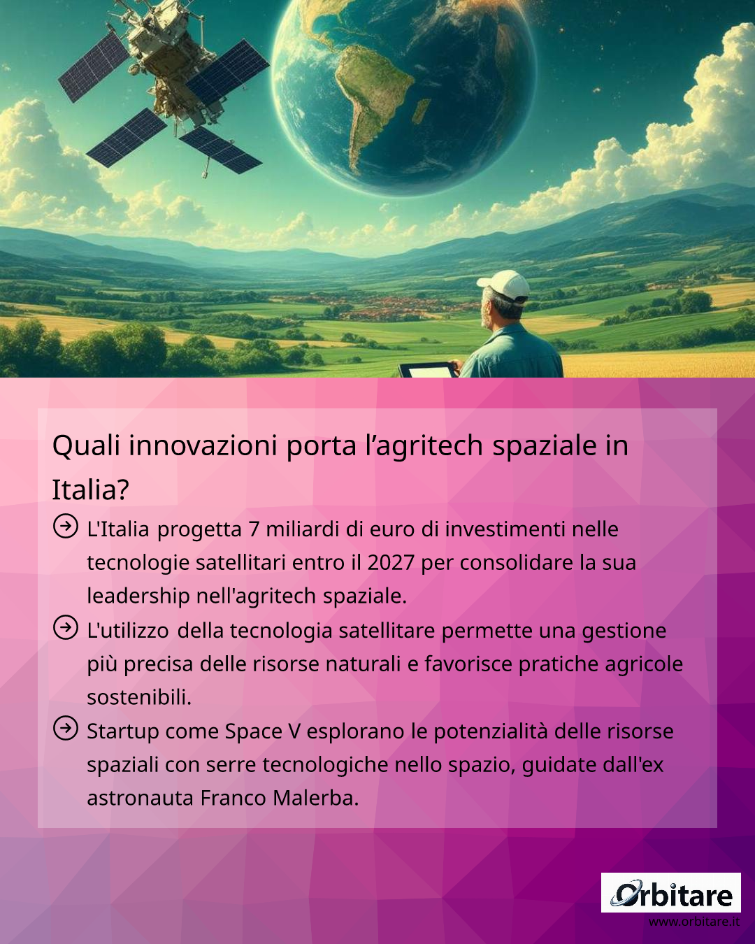 Quali innovazioni porta l'agritech spaziale in Italia? - Orbitare
